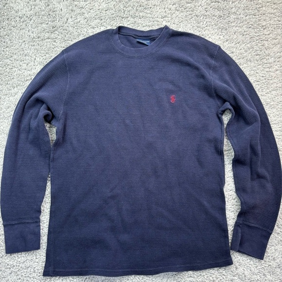 Polo Ralph Lauren Shirt Mens Large Thermal Crewneck Sleepwear Loungewear Basic - Picture 1 of 4